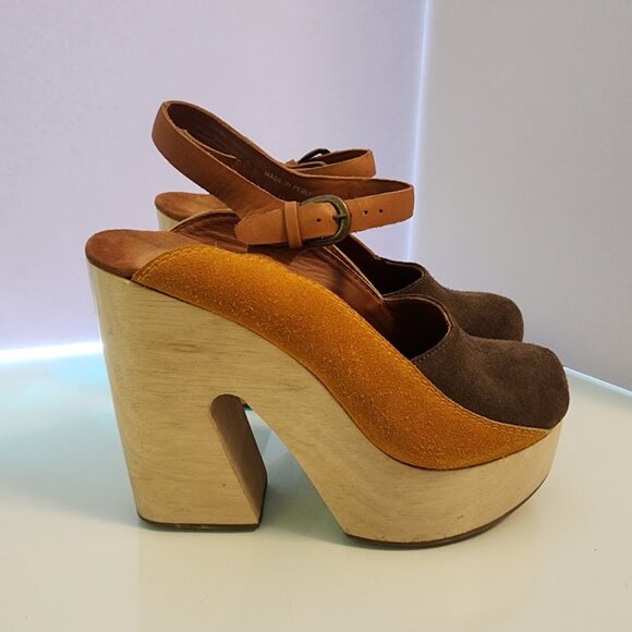 Rachel Comey Alton Brown Suede Platform Clogs - Picture 6 of 8